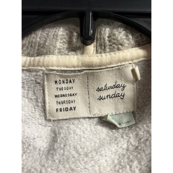 Anthropologie Saturday Sunday Textured Zip Front Hoodie Large Jacket Patterned - Picture 4 of 9
